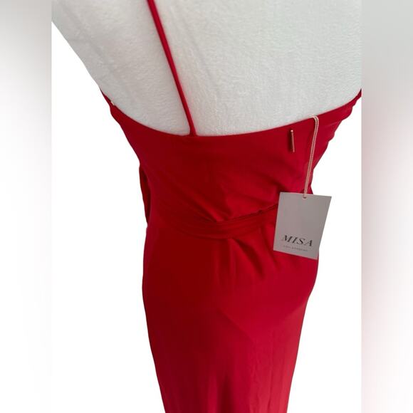 Misa Los Angeles Veronica Dress Red Long Wrap Maxi Stretchy Romantic Glamorous - Picture 12 of 16